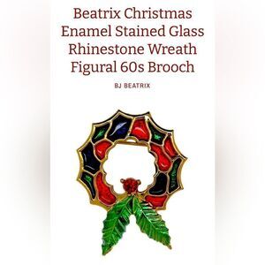 Brand New Condition Beatrix Stained glass/Enamel Christmas Brooch